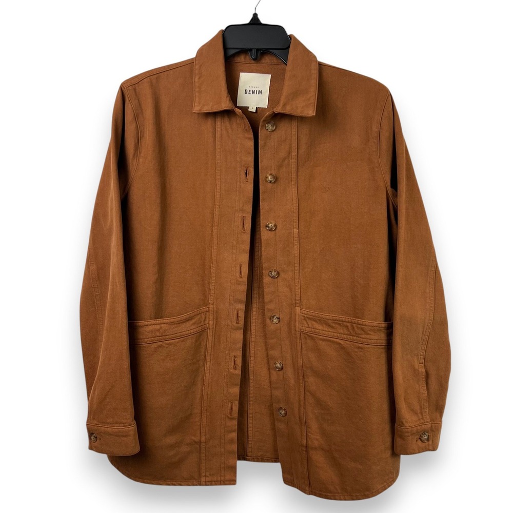 READ Sezane Will Jacket S Brown Cognac Organic Cotton Canvas Utility Chore Coat